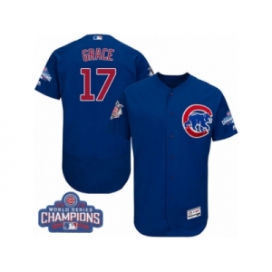 Men's Majestic Chicago Cubs #17 Mark Grace Royal Blue 2016 World Series Champions Flexbase Authentic Collection MLB Jersey