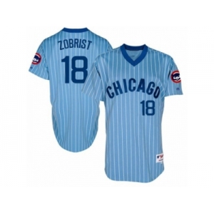 Men's Majestic Chicago Cubs #18 Ben Zobrist Replica Blue Cooperstown Throwback MLB Jersey