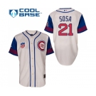 Men's Majestic Chicago Cubs #21 Sammy Sosa Authentic Cream Blue 1942 Turn Back The Clock MLB Jersey