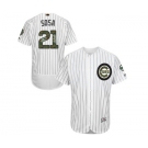 Men's Majestic Chicago Cubs #21 Sammy Sosa Authentic White 2016 Memorial Day Fashion Flex Base MLB Jersey