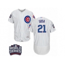 Men's Majestic Chicago Cubs #21 Sammy Sosa White 2016 World Series Bound Flexbase Authentic Collection MLB Jersey