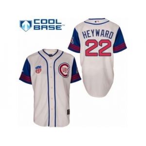 Men's Majestic Chicago Cubs #22 Jason Heyward Replica Cream Blue 1942 Turn Back The Clock MLB Jersey