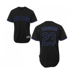 Men's Majestic Chicago Cubs #23 Ryne Sandberg Authentic Black Fashion MLB Jersey