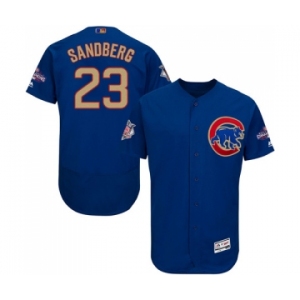 Men's Majestic Chicago Cubs #23 Ryne Sandberg Authentic Royal Blue 2017 Gold Champion Flex Base MLB Jersey