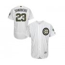 Men's Majestic Chicago Cubs #23 Ryne Sandberg Authentic White 2016 Memorial Day Fashion Flex Base MLB Jersey