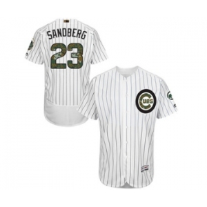 Men's Majestic Chicago Cubs #23 Ryne Sandberg Authentic White 2016 Memorial Day Fashion Flex Base MLB Jersey