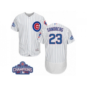 Men's Majestic Chicago Cubs #23 Ryne Sandberg White 2016 World Series Champions Flexbase Authentic Collection MLB Jersey