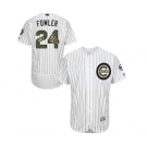 Men's Majestic Chicago Cubs #24 Dexter Fowler Authentic White 2016 Memorial Day Fashion Flex Base MLB Jersey