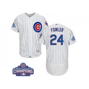 Men's Majestic Chicago Cubs #24 Dexter Fowler White 2016 World Series Champions Flexbase Authentic Collection MLB Jersey