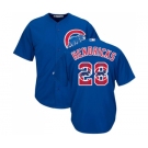 Men's Majestic Chicago Cubs #28 Kyle Hendricks Authentic Royal Blue Team Logo Fashion Cool Base MLB Jersey