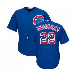 Men's Majestic Chicago Cubs #28 Kyle Hendricks Authentic Royal Blue Team Logo Fashion Cool Base MLB Jersey