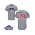 Men's Majestic Chicago Cubs #28 Kyle Hendricks Grey Road 2016 World Series Champions Flexbase Authentic Collection MLB Jersey