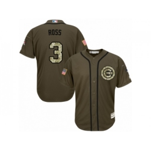 Men's Majestic Chicago Cubs #3 David Ross Authentic Green Salute to Service MLB Jersey