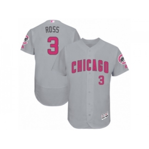 Men's Majestic Chicago Cubs #3 David Ross Grey Mother's Day Flexbase Authentic Collection MLB Jersey