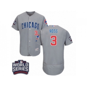 Men's Majestic Chicago Cubs #3 David Ross Grey Road 2016 World Series Bound Flexbase Authentic Collection MLB Jersey