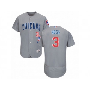 Men's Majestic Chicago Cubs #3 David Ross Grey Road Flexbase Authentic Collection MLB Jersey