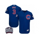 Men's Majestic Chicago Cubs #3 David Ross Royal Blue Alternate 2016 World Series Bound Flexbase Authentic Collection MLB Jersey