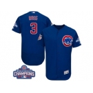 Men's Majestic Chicago Cubs #3 David Ross Royal Blue Alternate 2016 World Series Champions Flexbase Authentic Collection MLB Jersey