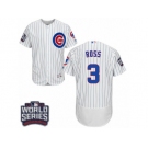 Men's Majestic Chicago Cubs #3 David Ross White Home 2016 World Series Bound Flexbase Authentic Collection MLB Jersey