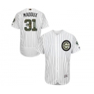 Men's Majestic Chicago Cubs #31 Greg Maddux Authentic White 2016 Memorial Day Fashion Flex Base MLB Jersey