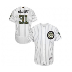 Men's Majestic Chicago Cubs #31 Greg Maddux Authentic White 2016 Memorial Day Fashion Flex Base MLB Jersey