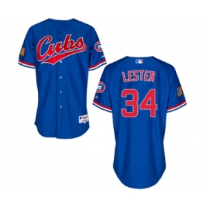 Men's Majestic Chicago Cubs #34 Jon Lester Authentic Blue 1994 Turn Back The Clock MLB Jersey