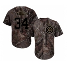 Men's Majestic Chicago Cubs #34 Kerry Wood Authentic Camo Realtree Collection Flex Base MLB Jersey