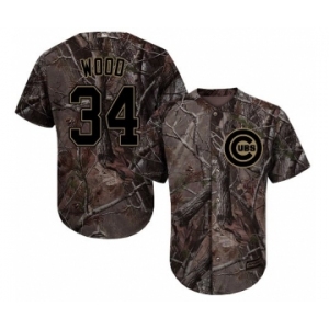 Men's Majestic Chicago Cubs #34 Kerry Wood Authentic Camo Realtree Collection Flex Base MLB Jersey