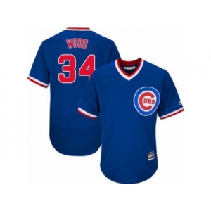 Men's Majestic Chicago Cubs #34 Kerry Wood Replica Royal Blue Cooperstown Cool Base MLB Jersey