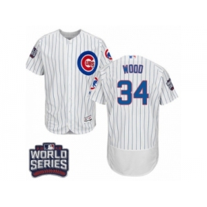 Men's Majestic Chicago Cubs #34 Kerry Wood White 2016 World Series Bound Flexbase Authentic Collection MLB Jersey