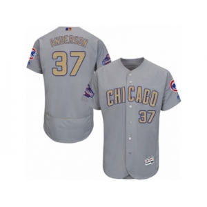 Men's Majestic Chicago Cubs #37 Brett Anderson Gray 2017 Gold Champion Flexbase Authentic Collection MLB Jersey