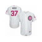 Men's Majestic Chicago Cubs #37 Travis Wood Authentic White 2016 Mother's Day Fashion Flex Base MLB Jersey