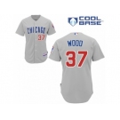 Men's Majestic Chicago Cubs #37 Travis Wood Replica Grey Road Cool Base MLB Jersey