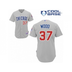 Men's Majestic Chicago Cubs #37 Travis Wood Replica Grey Road Cool Base MLB Jersey