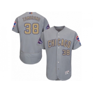 Men's Majestic Chicago Cubs #38 Carlos Zambrano Authentic Gray 2017 Gold Champion Flex Base MLB Jersey