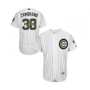 Men's Majestic Chicago Cubs #38 Carlos Zambrano Authentic White 2016 Memorial Day Fashion Flex Base MLB Jersey