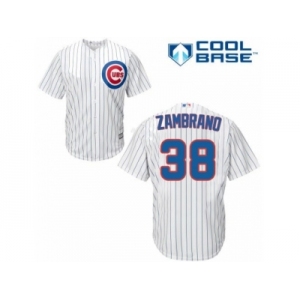 Men's Majestic Chicago Cubs #38 Carlos Zambrano Replica White Home Cool Base MLB Jersey