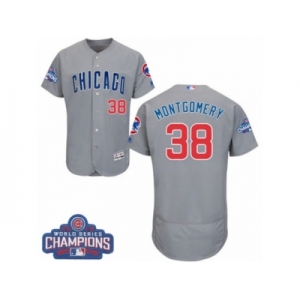 Men's Majestic Chicago Cubs #38 Mike Montgomery Grey Road 2016 World Series Champions Flexbase Authentic Collection MLB Jersey