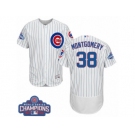 Men's Majestic Chicago Cubs #38 Mike Montgomery White Home 2016 World Series Champions Flexbase Authentic Collection MLB Jersey