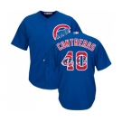 Men's Majestic Chicago Cubs #40 Willson Contreras Authentic Royal Blue Team Logo Fashion Cool Base MLB Jersey