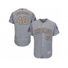 Men's Majestic Chicago Cubs #40 Willson Contreras Gray 2017 Gold Champion Flexbase Authentic Collection MLB Jersey