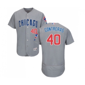 Men's Majestic Chicago Cubs #40 Willson Contreras Grey Road Flexbase Authentic Collection MLB Jersey