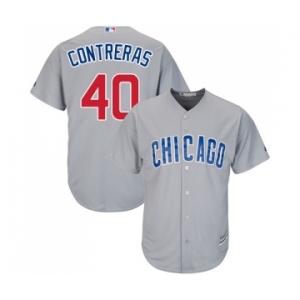 Men's Majestic Chicago Cubs #40 Willson Contreras Replica Grey Road Cool Base MLB Jersey