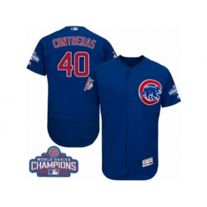 Men's Majestic Chicago Cubs #40 Willson Contreras Royal Blue Alternate 2016 World Series Champions Flexbase Authentic Collection MLB Jersey