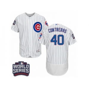 Men's Majestic Chicago Cubs #40 Willson Contreras White Home 2016 World Series Bound Flexbase Authentic Collection MLB Jersey