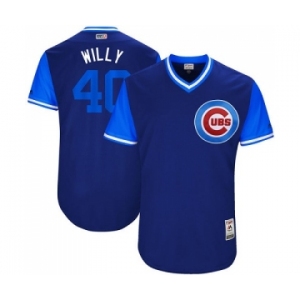 Men's Majestic Chicago Cubs #40 Willson Contreras Willy Authentic Navy Blue 2017 Players Weekend MLB Jersey