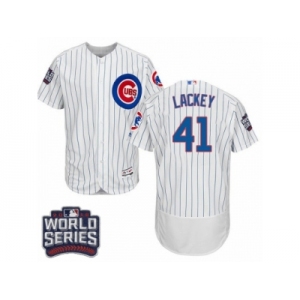 Men's Majestic Chicago Cubs #41 John Lackey White 2016 World Series Bound Flexbase Authentic Collection MLB Jersey