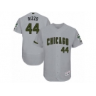 Men's Majestic Chicago Cubs #44 Anthony Rizzo Grey Memorial Day Authentic Collection Flex Base MLB Jersey