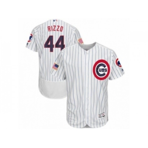 Men's Majestic Chicago Cubs #44 Anthony Rizzo White Stars & Stripes Authentic Collection Flex Base MLB Jersey