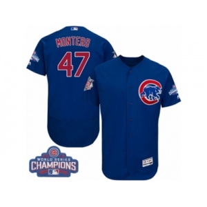 Men's Majestic Chicago Cubs #47 Miguel Montero Royal Blue 2016 World Series Champions Flexbase Authentic Collection MLB Jersey